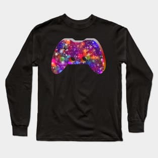 Christmas Lights - Gaming Gamer Abstract - Gamepad Controller - Video Game Lover - Graphic Background Long Sleeve T-Shirt